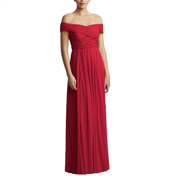 JY Jenny Yoo JY514 Bridesmaid Full Length Dress Gown Firecracker Size 6 - Picture 3 of 14